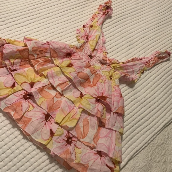 Revolve x Sundress Dress Lolita Ruffle Tiered Mini in Riviera Linen Pink Floral - Picture 12 of 12